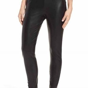 Leith Women/'s High Waist Faux Leather Black Leggings NDR1